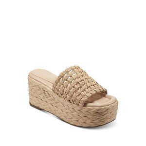 MARC FISHER LTD Womens Beige 2" Platform Priya Open Wedge Espadrille Shoes 9 M